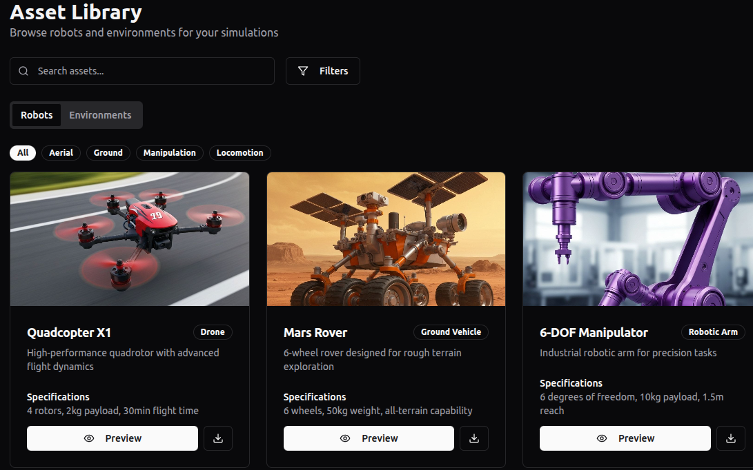 USD Model for Robots and Environments
